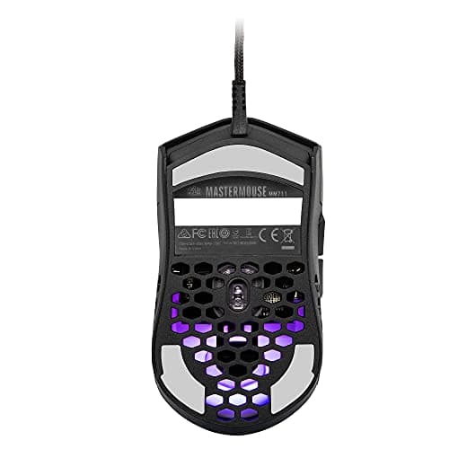 Cooler Master MM711 RGB-LED Lightweight 60g Wired Gaming Mouse - 16000 DPI Optical Sensor, 20 Million Click Omron Switches, Smooth Glide PTFE Feet, and Ambidextrous Honeycomb Shell - Matte Black 6