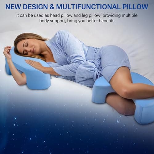 TMVAP Side Sleeper Pillow for Adults, Ergonomic Memory Foam Pillow with Arm Hole for Neck and Shoulder Pain, Shoulder Pillow for Side Sleepers, Blue 5