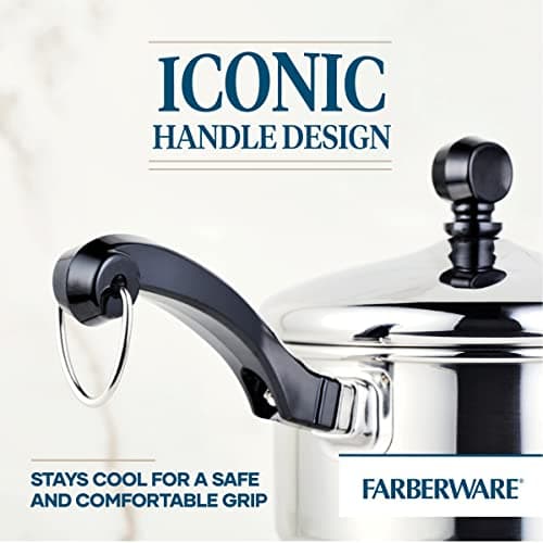 Farberware Classic Stainless Steel Sauce Pan/Saucepan with Lid, 1 Quart, Silver,50000,11.2"D x 6.3"W x 4.4"H 5