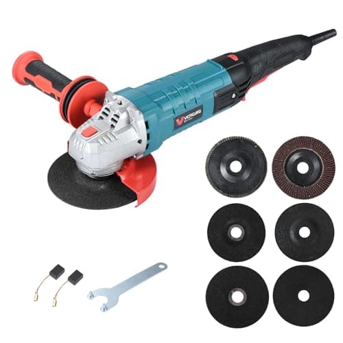 VERGING Angle Grinder, 4 1/2 Angle Grinder 12-Amp, 1400W Multifunctional High Power Grinder Tool with Grinding and Buffer Polishing Capabilities, Non-Slip Handle, and Auxiliary Handle Shockproof