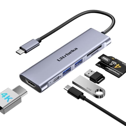 Ultrbeka USB C Hub, 7in1 USBC Hub, 4K HDMI Multiport Adapter, TF/SD Card Reader, 2×Powered USB-A 3.0 5Gbps, 100W PD, Dongle Adapter, USB-C Extender Compatible for Type C Ports Laptop,MacBook Pro/Air