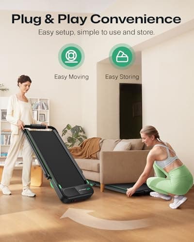 UREVO Strol 2E Smart 2-in-1 Folding Treadmill, Compact Walking Pad with Safety Handle, Plug and Play, Dual LED Display, Workout APP, Walking or Running for Home Office, Remote Included, Flaxen 12