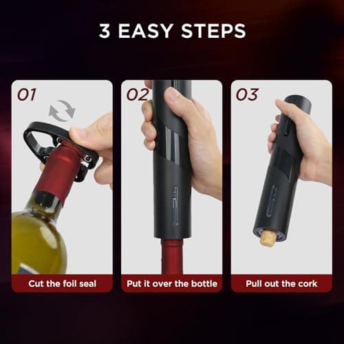 BABONIR Electric Wine Opener Set - Automatic Electronic Bottle Openers with Greeting Card, Vacuum Stoppers, Wine Aerator, and Foil Cutter, Ideal Present for Wine Lovers, Party, and Home Entertaining 6