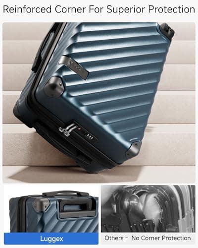 LUGGEX Carry On Luggage 22x14x9 Airline Approved, KVC Expandable Polycarbonate Hard Shell Suitcase for Travelling (EX-Core, Charcoal Metallic, 20 Inch, 40L-44L) 5