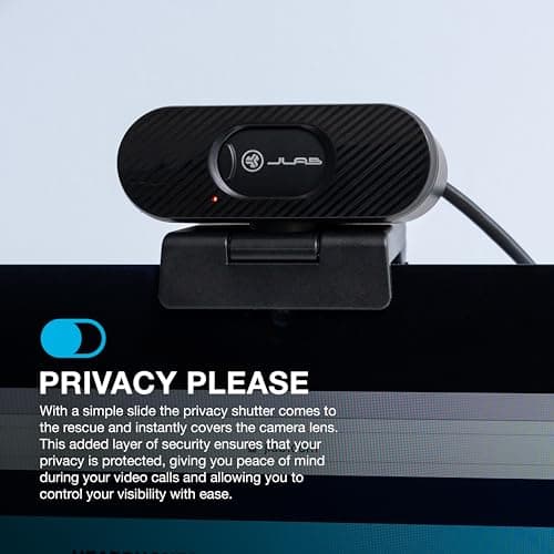 JLab Go Pop Cam USB HD Webcam, Black, 1080P/30 FPS, 2.1 Megapixels, Built-in Privacy Shutter, Minimalist Portable Set-up, Clip-on Design Compatible with PC, Mac and Chromebook 5