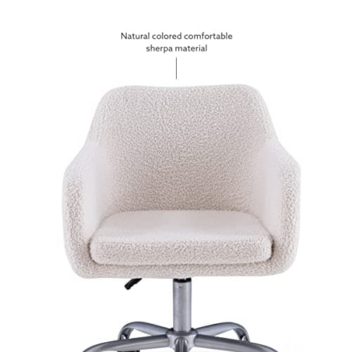 Linon Home Decor Products Linon Brooklyn Sherpa Office Chair, Ivory 13