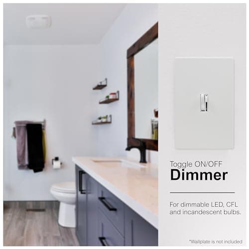 GE 18025 Dimmer, Toggle On/Off, White 6