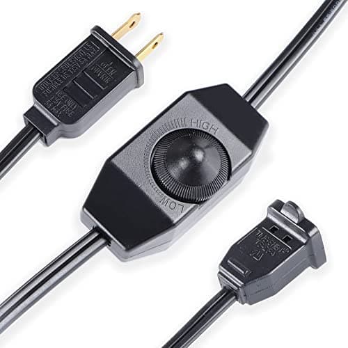 Leymays Lamp Dimmer Switch Extension Cord Plug in Dimmer - Rotary Control for 150 Watt Dimmable Lights - Christmas Village Houses Lights Cord Salt Light - 6 ft Cord
