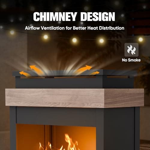 EAGLE PEAK Outdoor Propane Fireplace 50,000 BTU Gas Fireplace with Storage & Adjustable Flame, Patio Heater for Decks Backyards, Gray/Beige 6