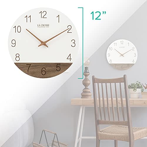 La Crosse Technology 12" Sierra Wood Quartz Analog Wall Clock - White - 404-3630B 6