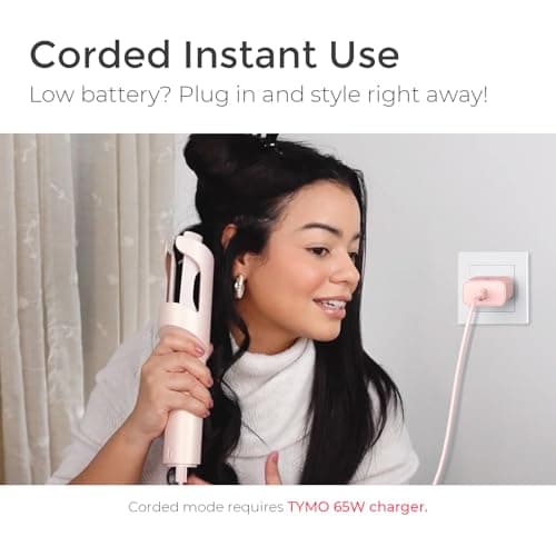Cordless Automatic Curling Iron 1 inch - TYMO CURLGO Rotating Curling Wand Anti-Scald & Tangle-Free for Easy Curls, Travel Hair Curler Portable, Rechargeable & Dual Voltage for 14-22" Hair, Gold Blush 5