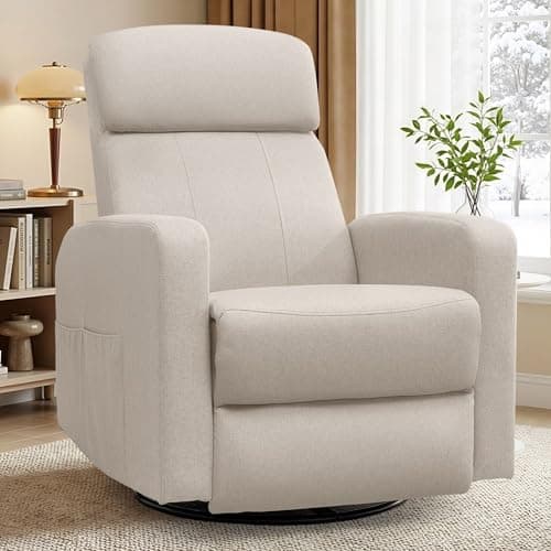 Korser Power Swivel Recliner Chairs for Adults, Electric Glider Rocking Chair Nursery, Glider Recliner Nursery Chair with Classified Side Pocket, Nursery Rocking Chairs with USB and Type-C Ports