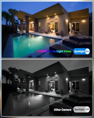 TKENPRO 3K Light Bulb Security Camera Wireless Outdoor, IP65 Waterproof and 5G&2.4G Connect, Full-Color Night Vision and 360° Motion Detection -2 Pack 5