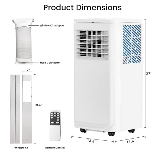 PUKAMI 8000 BTU Portable Air Conditioners,Portable AC Cools up to 350 Sq.Ft,Room Air Conditioner with Remote Control,Dehumidifier & 3-in-1 Floor Standing Air Conditioner 24Hrs Timer 7