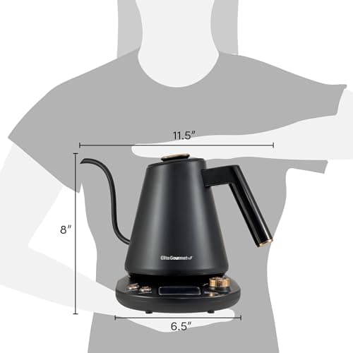 Elite Gourmet EKT3001 1L Digital Water Kettle, 304 Stainless Steel Interior, Programmed Temperatures, Keep Warm Function, Cordless, 360° Base, Auto Off & Audible Indicator, Matte Black 5