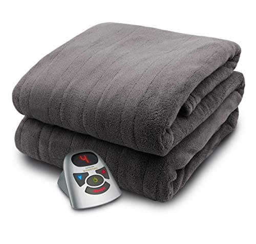 Biddeford Blankets Micro Plush Electric Heated Blanket with Digital Controller, Full, 180G Grey