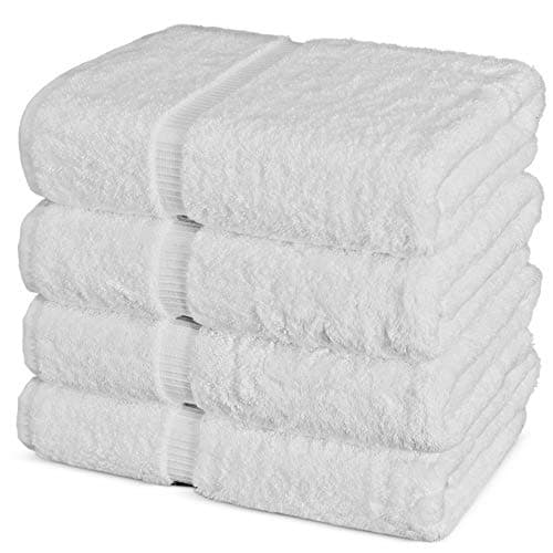 Chakir Turkish Linens 100% Cotton Premium Turkish Towels for Bathroom | 27'' x 54'' (4-Piece Bath Towels - White) 5