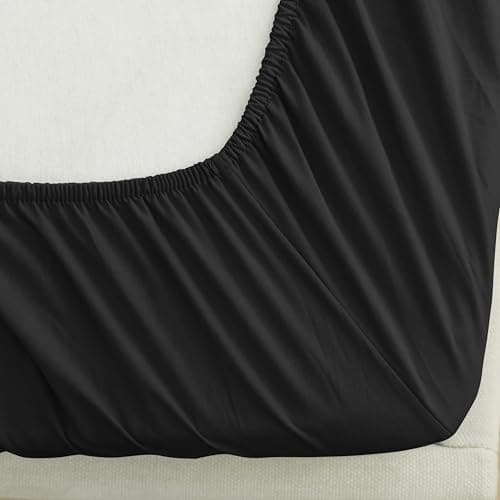 Mocassi Queen Fitted Sheet - Deep Pocket Cooling Sheets up to 16 inch - Hotel Luxury 1800 Premier - Softest Sheets - Wrinkle Resistant - 1 Single Bottom Fitted Sheet, Queen, Black 5