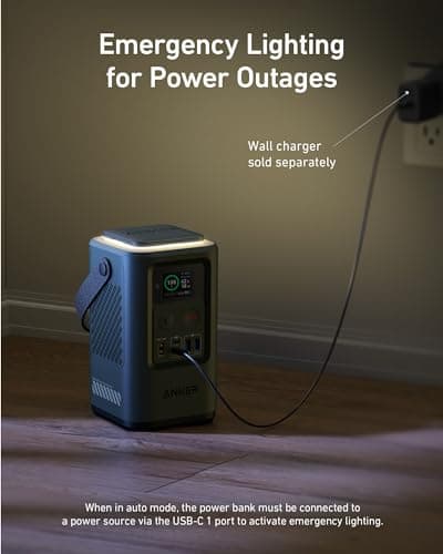 Anker Power Bank Power Station 60,000mAh,Portable Outdoor Generator 87W with Smart Digital Display, Retractable Auto Lighting and SOS Mode, Home Backup(PowerCore Reserve 192Wh) for Travel, Camping 5