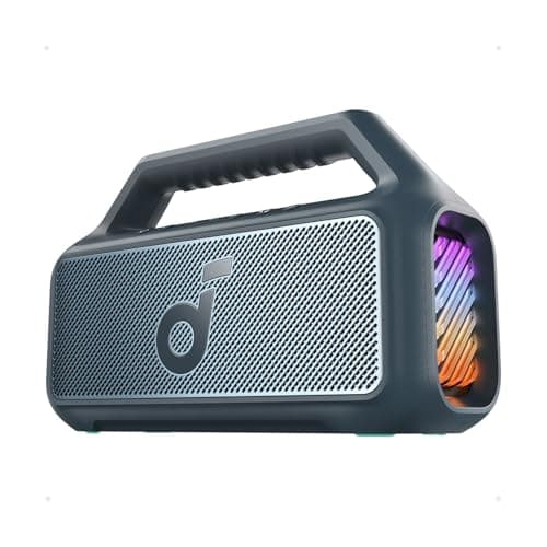 Soundcore Boom 2 Outdoor Speaker, 80W, Subwoofer, BassUp 2.0, 24H Playtime, IPX7 Waterproof, Floatable, RGB Lights, USB-C, Custom EQ, Bluetooth 5.3, Portable for Outdoors, Camping, Beach (Renewed)