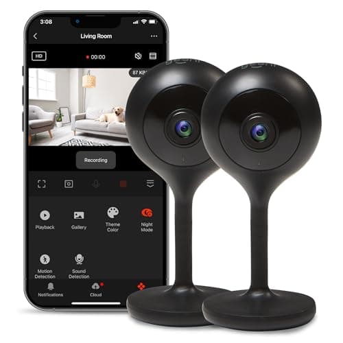 Geeni Look 1080p Indoor Security Camera – 2-Pack Full HD WiFi Indoor Camera with 2-Way Audio, Motion Detection, & Night Vision – Support for Alexa & Google Assistant
