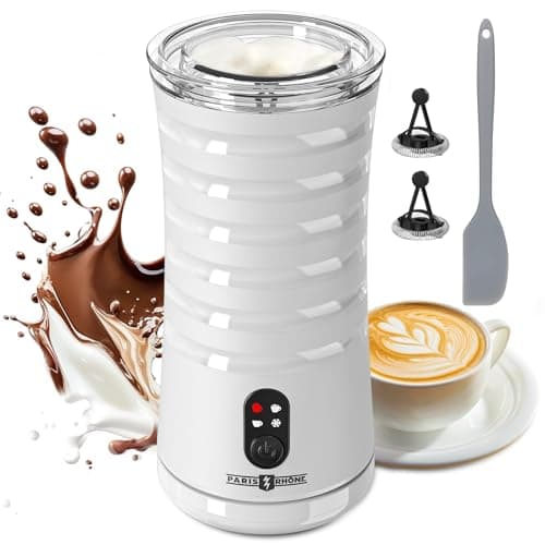 Milk Frother, Paris Rhône 4-in-1 Milk Steamer and Frother, Hot & Cold Foam Milk Warmer with Temperature Control, Auto Shut-Off Frothers for Coffee, Latte, Cappuccino, Macchiato