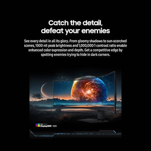 Samsung 49” Odyssey G9 Series DQHD 1000R Curved Gaming Monitor, 1ms(GtG), VESA DisplayHDR 1000, 240Hz, AMD FreeSync Premium Pro, Height Adjustable Stand, Ultrawide Screen, LS49CG954ENXZA, 2024 7