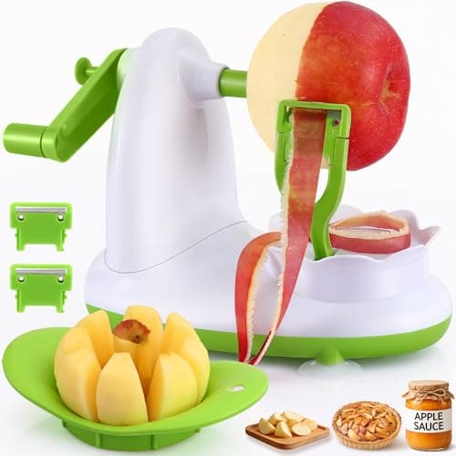 Apple Peeler for Apple Sauce and Pie, 8-Wedge Apple Slicer Corer with Stainless Steel Blades, Upgraded Strong Suction Base, Includes 2 Replacement Blades