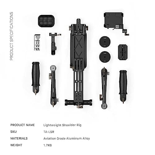 Tilta Lightweight Shoulder Rig | Foldable | Aviation Grade Aluminum Alloy | Dual Quick Release | 15mm Rod Mount/NATO Rail Adapter | Compatible with Manfrotto/Arca | TA-LSR-B 8