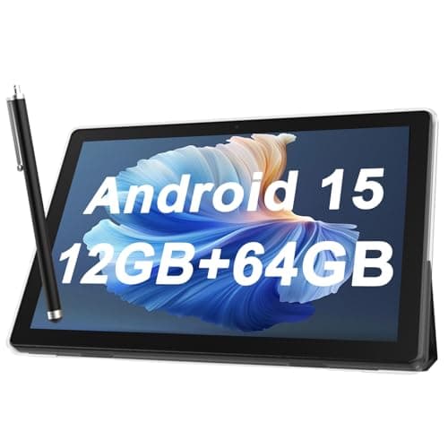 ATOZEE Android Table 10 Inch with Tablets Protective Case and Stylus Pen Android 15 Tablets 5G WiFi-6 1280 * 800 Full HD IPS Display 6000mah 64GB ROM+12GB RAM (4+8 Virtual), 1024GB Expansion (Black)