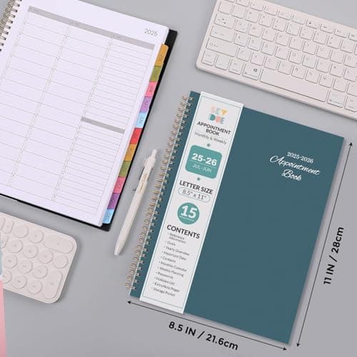 SKYDUE Appointment Book 2025-2026, Academic Hourly Planner from July 2025 - June 2026, 8.5" X 11" Weekly & Monthly Schedule Planner with 15-Minute Interval- Perfect for Daily Planning 5