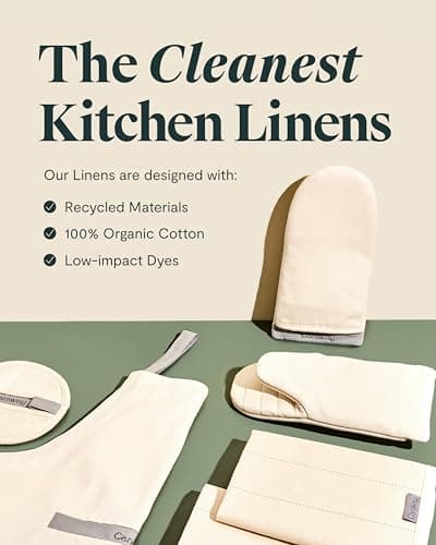 Caraway Apron - 100% Organic Cotton Apron - Features 2 Pockets & Adjustable Neck Strap - Absorbs Liquids & Dissipates Heat With Ease - Machine Washable - One Size - Cream 6