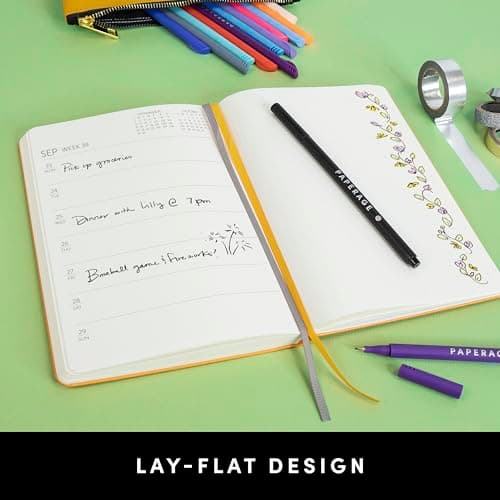 PAPERAGE 2025 Weekly & Monthly Hardcover Planner (Black), 12 Month (January 2025 - December 2025), 5.7 in x 8 in, Weekly & Monthly Spreads, Includes Additional Note Pages, Back Pocket & Trackers 5