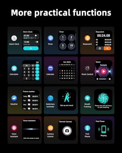 Parsonver Smart Watch for Men Women GPS, 10-Day Battery Fitness Tracker with Bluetooth Calling, 100+ Sports Modes, Heart Rate, Sleep Monitor, Step Counter, Activity Tracker for Android & iPhone, Black 9