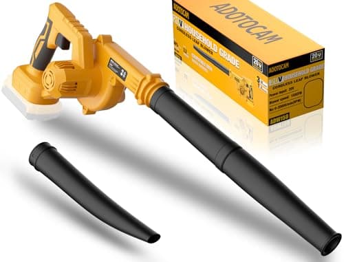ADOTOCAM Cordless Leaf Blower for Dewalt 20V Max Battery(Not Battery), 130 MPH Electric Leaf Blower, Variable Speed Battery Powered Leaf Blowers for Yard Lawn Care/Snow Blowing, Yellow-3, JR-CYJ-02
