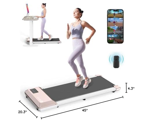 DeerRun Under Desk Walking Pad Treadmill with 6% Manual Incline, 0.6-3.8 MPH Walking Speed, 2.5 HP, 300 lb Capacity, App & Remote Control, for Home Office & Small Spaces 7