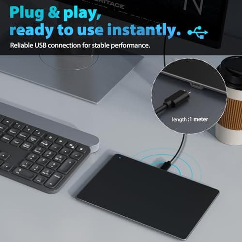 HongMall External Trackpad, Wired Ultra Slim Trackpad with Multi-Touch Gestures, Plug & Play- No Latency, Touchpad Mouse for Windows 7/8/10/11- Black 5