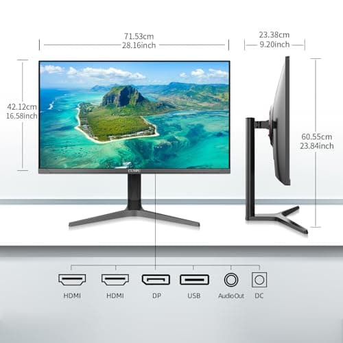 CUNPU 32 inch 4K UHD (3840 x 2160) Monitor IPS Ultra-Thin Computer Monitor 60Hz sRGB 100% Built-in Dual Speakers HDR10 VESA DisplayPort HDMI Height/Tilt/Pivot Adjustment 7
