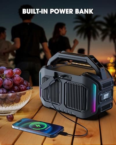 ANCOON Speakers Bluetooth Wireless: 80W(Peak) Loud Speaker with Bass, 20H Playtime, IPX6 Waterproof, Large Jobsite Speakers for Work, Outdoor, Workshop, Garage, Portable Speaker with TWS (Black) 7