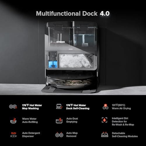 roborock Saros 10R Robot Vacuum and Mop, 22,000 Pa Suction, Zero-Tangling, 3.14’’ Ultra Slim, FlexiArm Riser Technology for Carpet & Floor, Corner & Edge Cleaning, Self-Emptying, Hot Air Drying, Black 8