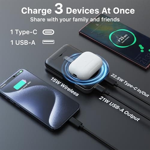 NOBIS for Magsafe Battery Pack 10000mAh, Dual-Foldable Wireless Magnetic Power Bank with LED Display Magnetic Portable Charger 22.5W PD Fast Charging Type C in&Out for Phone 16 S25 5