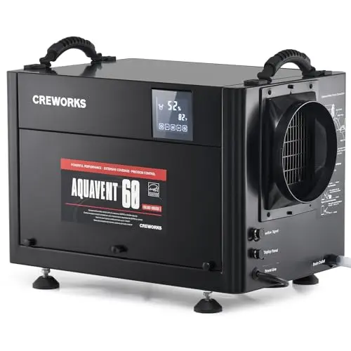 CREWORKS 130 PPD Crawl Space Dehumidifier, Commercial Dehumidifier for Basement with Built-in Drain Hose, Crawl Space Dehumidification with Auto Defrost & Detachable Display Panel