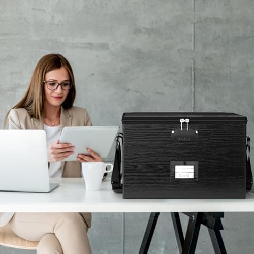 ROSONG Fireproof Document Box File Organizer - Portable Locking Filing Storage Box with Handle Waterproof for Hanging Letter/Legal Folder Important Document 7