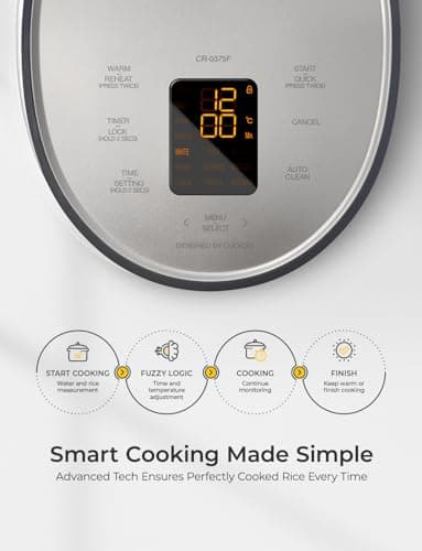 CUCKOO Micom Rice Cooker 3-Cup Uncooked / 6-Cup Cooked with Nonstick Inner Pot, Small Rice Maker with 8 Menu Options, Fuzzy Logic Technology, Auto Clean, Quick Rice Mode, Gray (CR-0375FG) 5