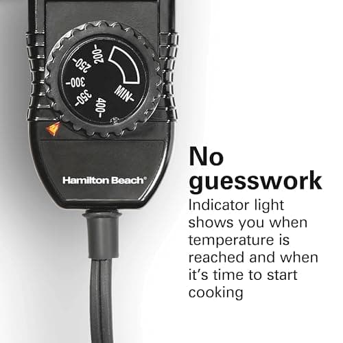 Hamilton Beach 200 Sq. In. Electric Griddle With Adjustable Temperature for 200 to 400 degrees, PTFE & PFOA Free Durathon Ceramic Reversible Nonstick Surface, Black (38522) 6