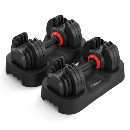 Adjustable Dumbbells Set, 25lb & 55lb Single or Pair - One-Second Quick Change, Anti-Slip Ergonomic Handle & Double-Lock Safety - Space Saving Home Gym Strength Training Equipment for Men & Women