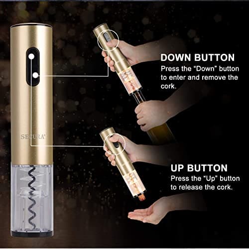 Secura Electric Wine Opener, Automatic Bottle Corkscrew Opener with Foil Cutter, Rechargeable (Champagne Gold) 5