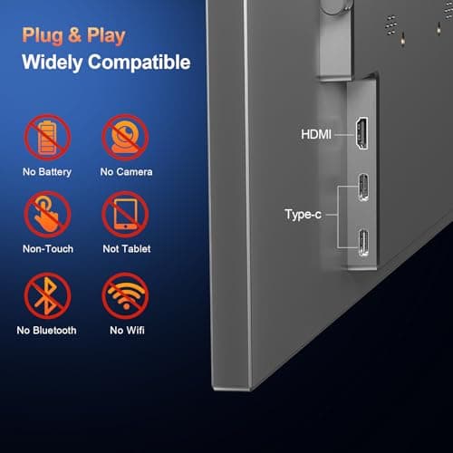 sibolan Portable Monitor 18.5inch 1080P FHD 100Hz Refresh Rate Gaming Monitor, 72% sRGB, IPS Panel, Dual USB-C & Mini-HDMI for Laptop, PC, Phone, Built-in Kickstand, Speakers 5