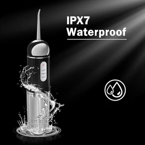 MAKJUNS Water Dental Flosser with 3 Modes 4 Jets Rechargeable(Premium Black)