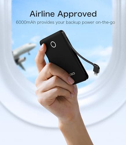 6000mah Ultra Slim Built in Cables Power Bank, Card Size Built in USB C Cords Battery Pack Portable Charger for phones, 3 Output External Battery Pack Compatible with iPhone, Samsung and Heated Vest 9